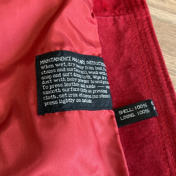 The Tannery Women’s 3/4 Sleeve Red Suede Leather Blazer Jacket Size 5/6 - Picture 6 of 12